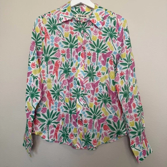 Boden Sienna Linen Shirt Multi Tropical Paradise - Picture 2 of 9